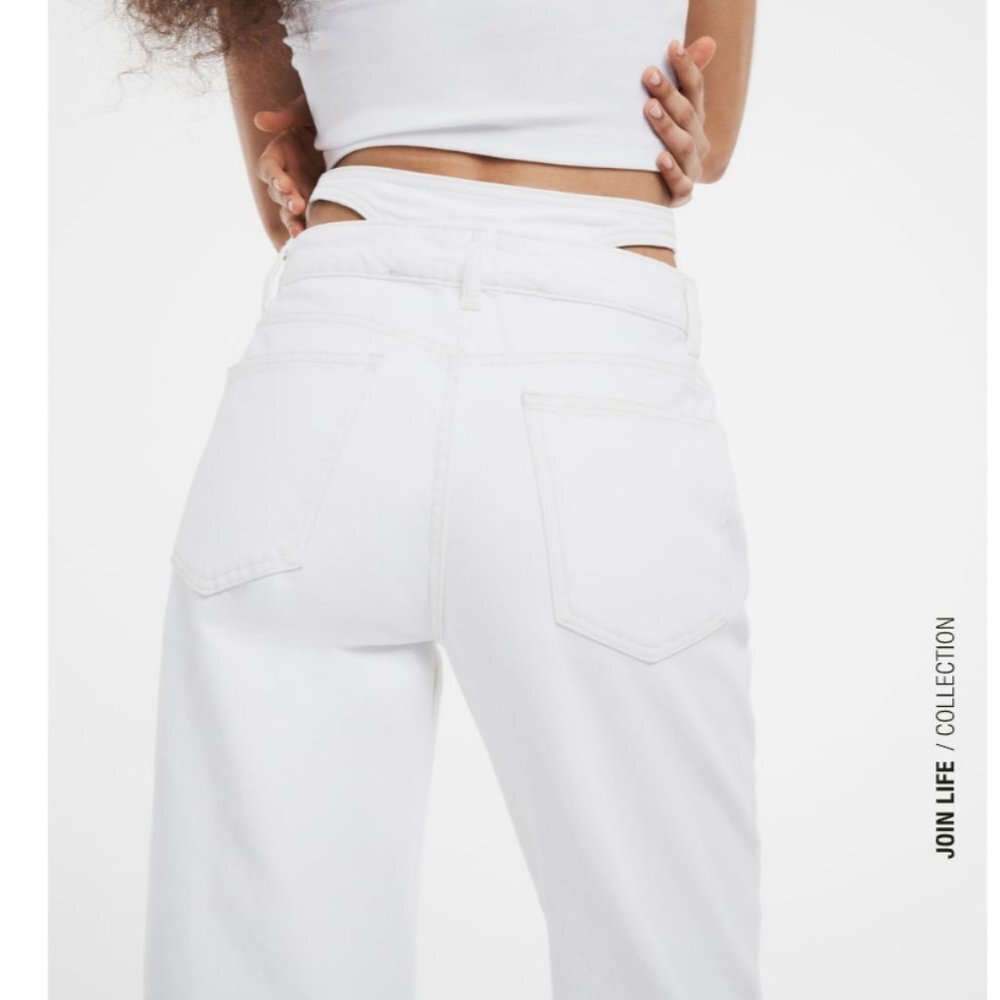 Zara LOW-RISE BAGGY JEANS White Size 34/6 - Picture 5 of 14